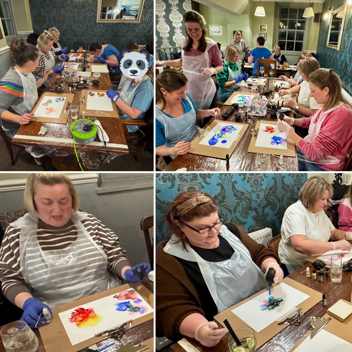 SamBP2's tweet image. A few photos from the Alcohol Inks workshop I delivered recently in a pub in Bristol. A lot of fun was had by all.