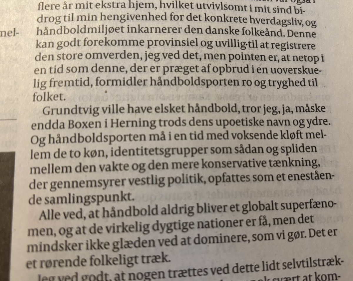 Jakob Bøving Arendt (@b_arendt) on Twitter photo På en dødssyg og tåget februarlørdag, leverer Sørine Gotfredsen dagens citat i <a href="/politiken/">Politiken</a>: “Grundtvig ville elske håndbold og Boxen i Herning”. 😍
Held og lykke i morgen 🇩🇰🤾 På en dødssyg og tåget februarlørdag, leverer Sørine Gotfredsen dagens citat i <a href="/politiken/">Politiken</a>: “Grundtvig ville elske håndbold og Boxen i Herning”. 😍
Held og lykke i morgen 🇩🇰🤾