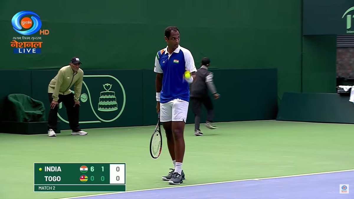 SportsArena1234's tweet photo. 🎾TEAM INDIA IS 2-0 UP AGAINST TOGO IN DAVIS CUP TIE

Sasikumar Mukund defeated Liova Ajavon🇹🇬 6-2, 6-1 in the first match of the Davis Cup - World Group I Play-off tie.

Ramkumar Ramanathan defeated Thomas Setodji🇹🇬  6-0, 6-2 in the 2nd match of the tie. https://t.co/qV4VYY8j5T