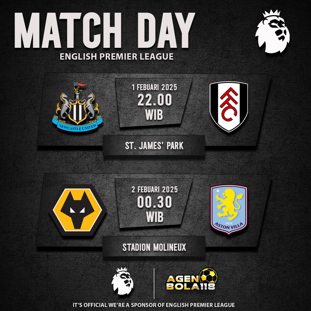 Wolves ⚔️ Aston VIilla ⏲ Minggu, 2 Febuari 2025 | 00.30 WIB
📍 Stadion Molineux
bit.ly/3Q0s5qA
bit.ly/3Q0s5qA