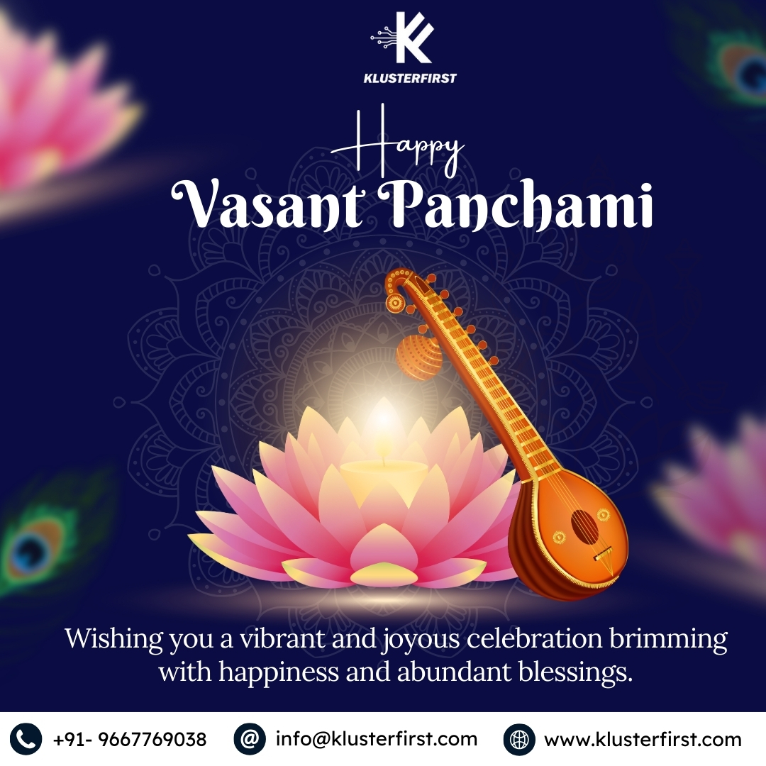 KlusterFirst's tweet photo. May your wisdom and WiFi signals always be strong! Wishing you a bright and prosperous Vasant Panchami! 

🌐 Visit us: https://t.co/p1wj6ophBt

#VasantPanchami #SaraswatiPuja #FestivalVibes #NewBeginnings #PositiveEnergy #Prosperity #GoodVibesOnly #Happiness #IndianFestival https://t.co/kFZnwl8jds