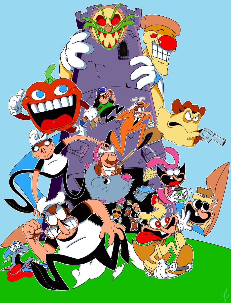 Lady_Snowflake9's tweet photo. Very late but happy 2nd anniversary to Pizza tower (1/26) #pizzatower #peppinospaghetti #fakepeppino #thenoise #noisette #mauricespaghetti #mrstick #pepperman #thevigilante #noisey #pizzahead #pizzaface #gustavoandbrick #guatavo #brick #pizzatowerfanart #peddito #thedoise #myart https://t.co/ykjzCb1MlU