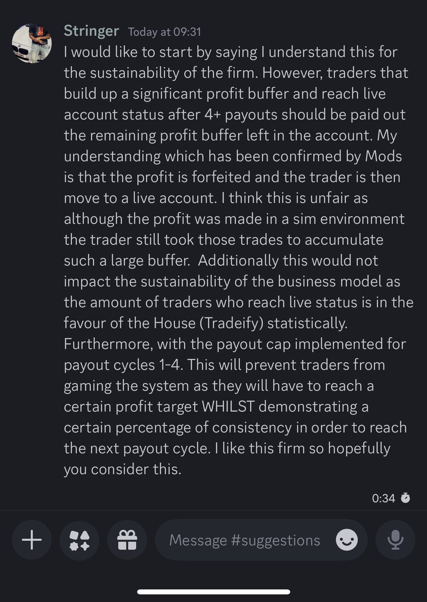 r33c3_ty's tweet photo. @BrettSimba @TradeifyFunding  Posted this in your suggestions discord. Hopefully you consider. Really like the firm but I think its a bit harsh we have to forfeit a large profit buffer in order to move over to live. #Trading #FundedTrader #ICT https://t.co/FVjLrd064V