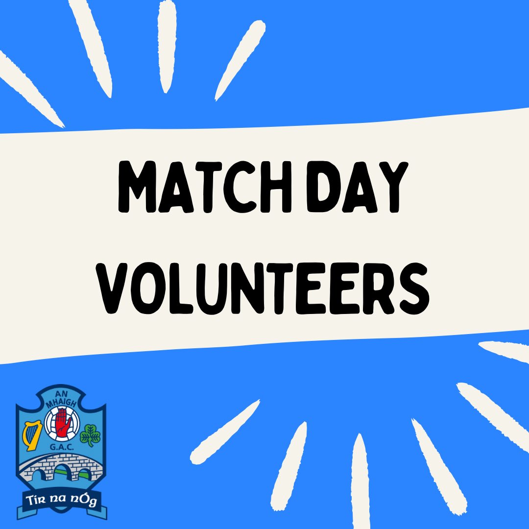 AnMhaigh's tweet photo. We are seeking members who can volunteer on match days with tasks such as car parking, stewarding, selling half-time draw tickets etc.

Please fill in the form below and Mary Daly will be in touch to develop a rota

https://t.co/2Y5EtiPAyZ

Think what you can do for your club! https://t.co/dlwW5cSujO