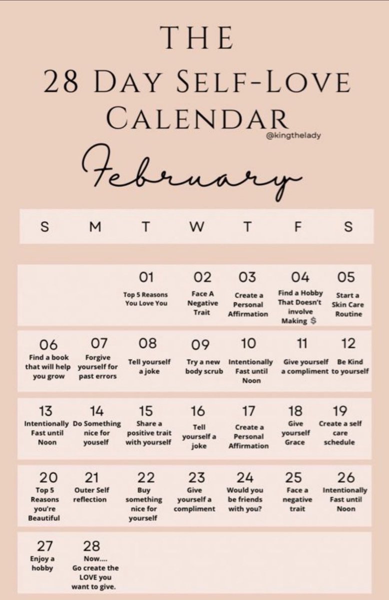Devon_ish's tweet image. I saw this and thought I’d share with my fellow friends and followers. Make February about you.🤗🥳❤️