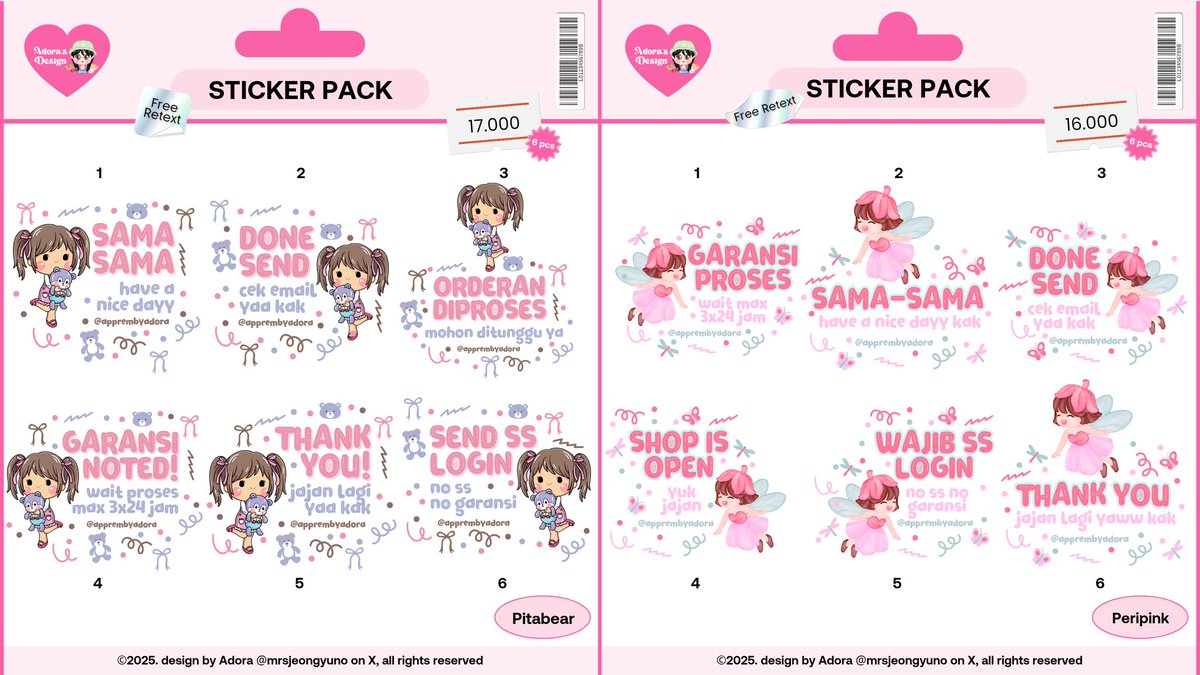 mrsjeongyuno's tweet photo. help rt thankiies♡

haiii manteman aku bawa banyak sticker wa ready stock nih^^~
🍨price 11k-18k (free retext)
🧃get 6 pcs
🎨open custom

stiker pack tele wm ba profneeds #zonauang https://t.co/gLK4LmqABh