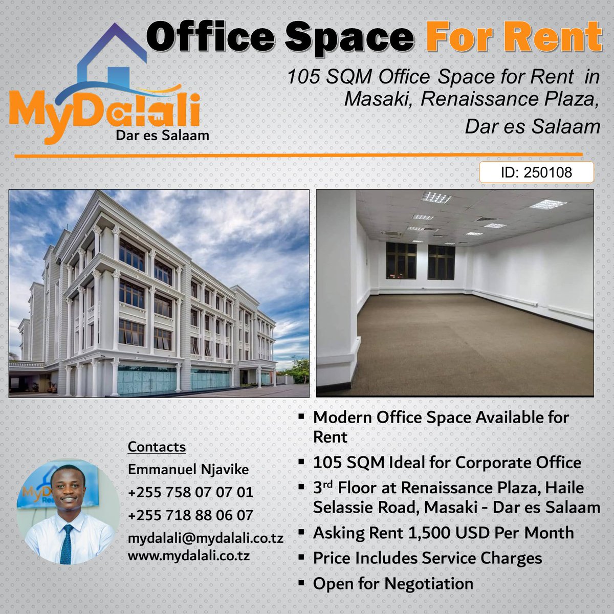 MyDalali's tweet photo. Office Space for Rent 

Contact for more details.  

 #mydalali #dalali #RealEstate #TanzaniaRealEstate
#RealEstateTZ
#TZProperty
#TanzaniaHomes
#DarEsSalaamRealEstate
#DSMRealEstate https://t.co/Rb1cWIHeXW
