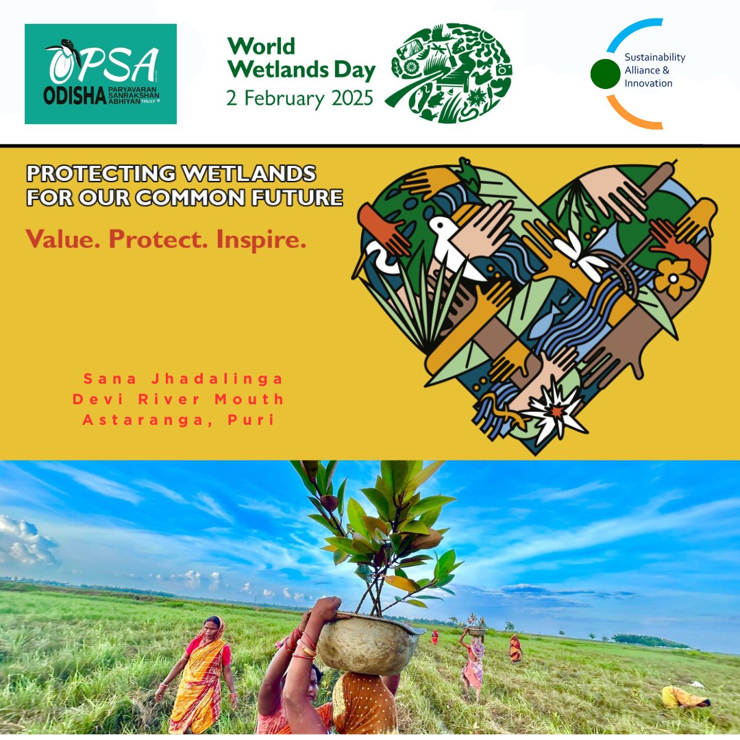 Join us for a #communityled #mangroves plantation to mark the #WorldWetlandsDay2025 at Devi River Mouth #Puri, led by <a href="/SoumyaMarineWL/">Soumya Ranjan Biswal 🇺🇳🇮🇳</a> #OPSA  #WetlandsForOurCommonFuture  
#WetlandsAndHumanWellbeing #MissionLiFE #ProPlanetPeople <a href="/moefcc/">MoEF&CC</a> <a href="/ForestDeptt/">Odisha Forest, Env. and Climate Change Department</a>