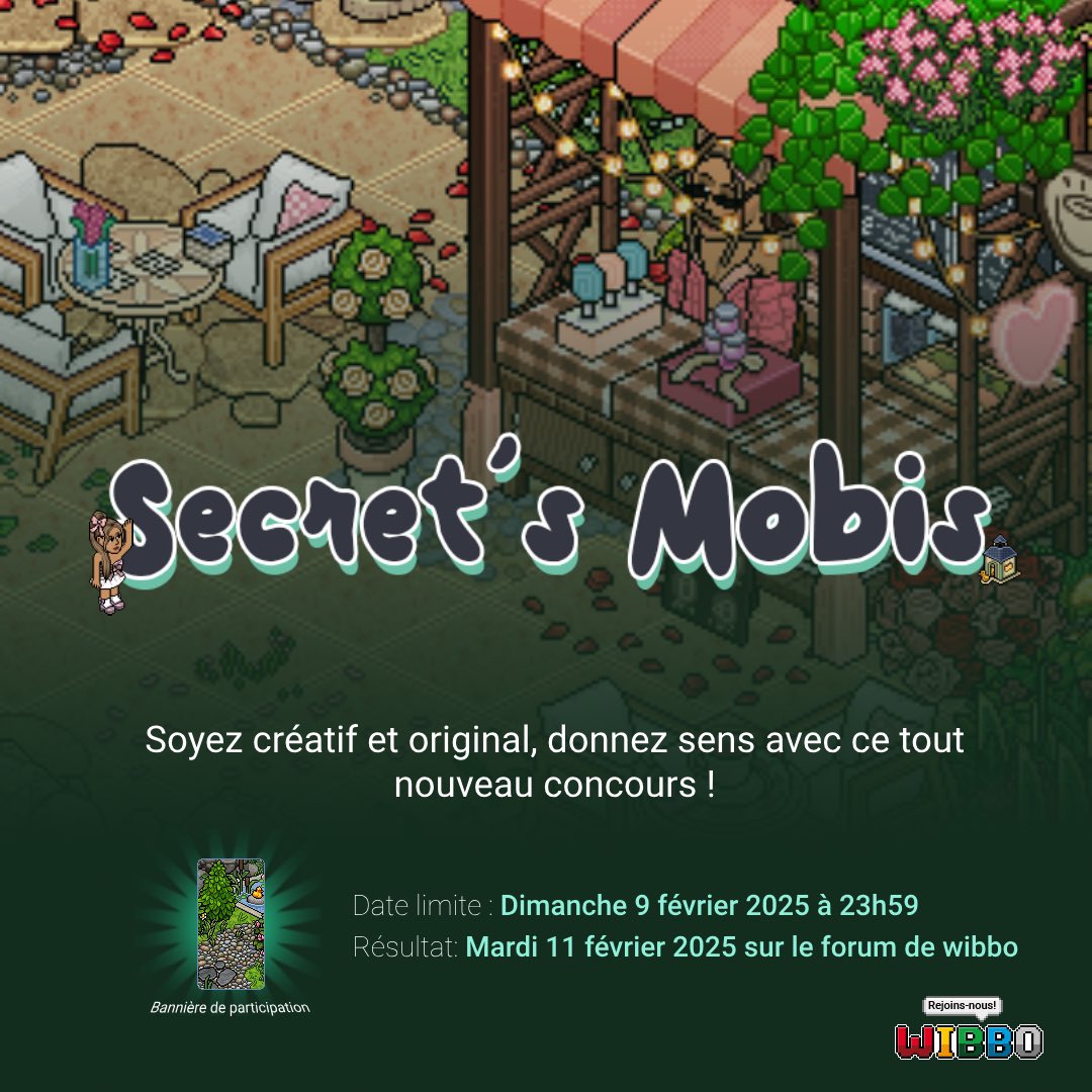 WibboORG's tweet photo. La deuxième session de Secret's Mobis débarque sur Wibbo ! 🎨✨
Concevez un appart unique en laissant parler votre créativité, mais avec une petite contrainte surprise... 🏠🔥
Saurez-vous transformer l'imprévu en chef d'oeuvre ?

  __ Rejoins les autres connectés sur Wibbo https://t.co/x5OHn2TXpI