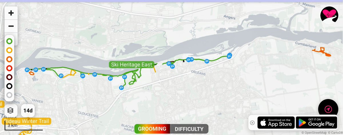 Almost all the @skiheritageeast trail was groomed late last night, conditions should be excellent this am. Skate and classic set from Tweedle Rd to the @ncc_ccn River House.