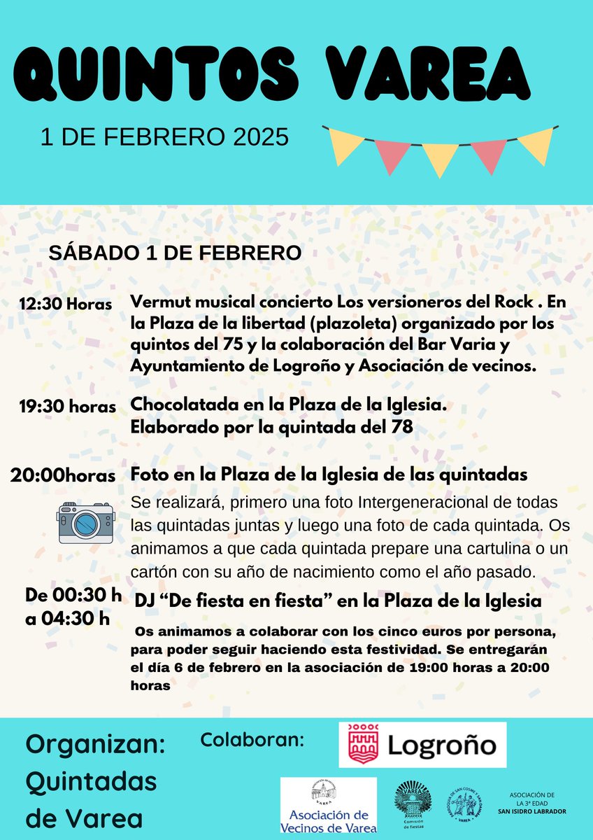 Hoy las quintadas de Varea se reúnen para celebrar los Quintos 2025