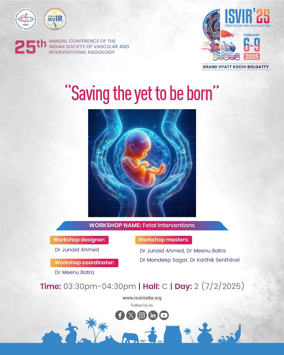 Protecting futures before they begin.

Because every life deserves a chance—from the very start.
Join us at ISVIR 25 for a game-changing workshop on Fetal Interventions.
Visit our website to know more :  isvirindia.org/ISVIR2025

#ISVIR25 #FetalCare #LifeBeforeBirth