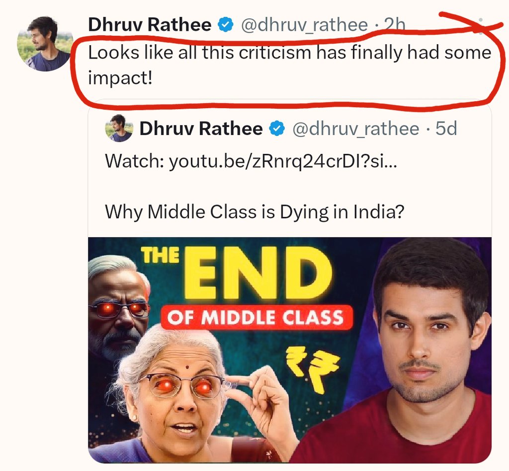 theskindoctor13's tweet photo. He thinks the govt saw his five-day-old video, went into panic mode, called an emergency meeting, and decided to bring tax relief for the middle class. Lol!  

Governments bow down when they feel discontent among their supporters, not to the outrage of their adversaries. https://t.co/SM0nZVZdhF