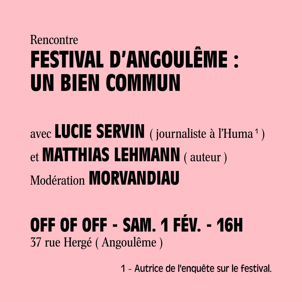 Des news du Festival d'Angoulême.
<a href="/humanite_fr/">L'Humanité</a>