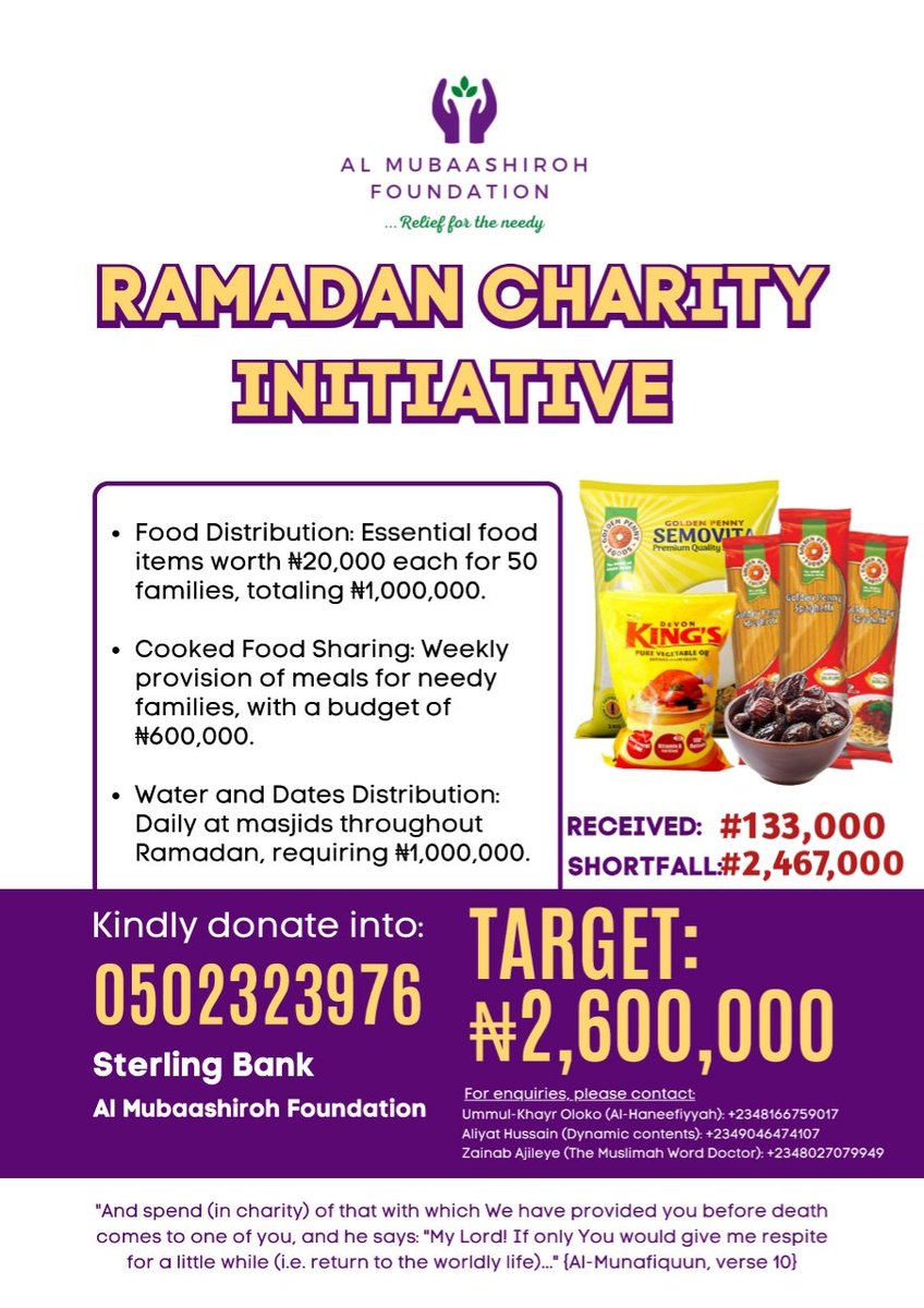 We still have a long way to go,join us in putting smiles on the face of the indigent brethren this coming Ramadan.Your reward is with Allah