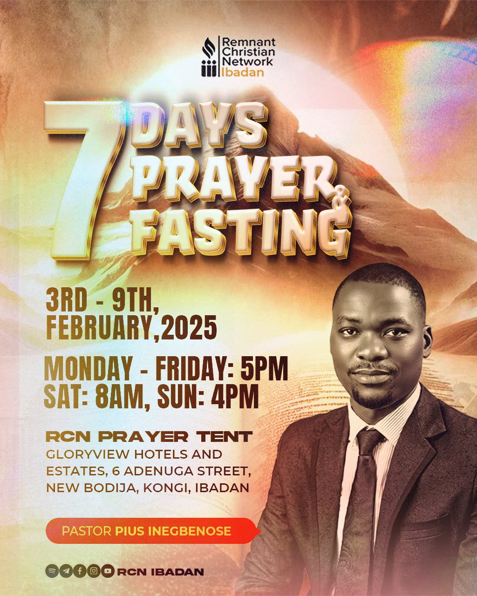 Matthew 17:21 – "This kind goeth not out except by prayer and fasting."

This year is designed for us to do greater works.

We dedicate ourselves to fasting and prayer to be pruned, groomed, and conformed to the image of the Father, making us fit for the greater works ahead.