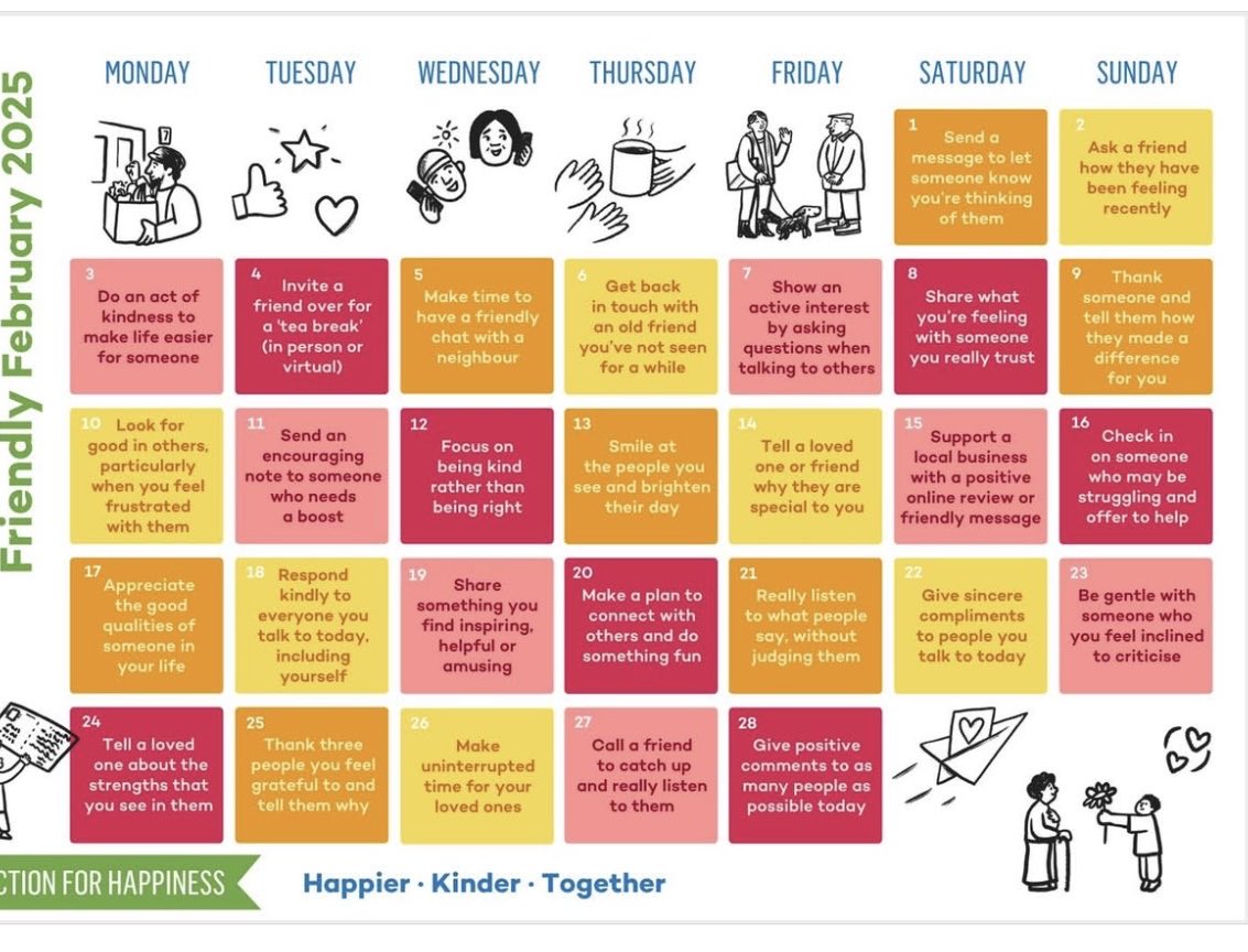 #FriendlyFebruary ⁦<a href="/actionhappiness/">Action for Happiness</a>⁩ ⁦<a href="/RosBenMoshe/">Ros Ben-Moshe</a>⁩ ⁦<a href="/victorperton/">Victor Perton, "That Optimism Man" 🌻 😊</a>⁩ ⁦<a href="/joehoare/">joe hoare</a>⁩ ⁦<a href="/AATH_Assoc/">AATH.org</a>⁩ ⁦<a href="/7Jars/">7 Jars of Hot Pickled Peppers 🇨🇦</a>⁩ ⁦<a href="/positana26/">Yvonne Gravina</a>⁩ ⁦<a href="/SprolesThe/">The Sproles</a>⁩ ⁦<a href="/modrocker59/">Timeless Classics 🎸 🎶 🎵 🥁 👍 👍</a>⁩ ⁦<a href="/DTNEtiquette/">Deborah Thomas</a>⁩ ⁦<a href="/scooby727us/">Mythic Mystic</a>⁩ ⁦<a href="/JanuaryMovie/">𝕁𝕒𝕟𝕦𝕒𝕣𝕪𝕄𝕠𝕧𝕚𝕖 🌻🩷🎦</a>⁩ &amp; U 👏🏻👏🏻