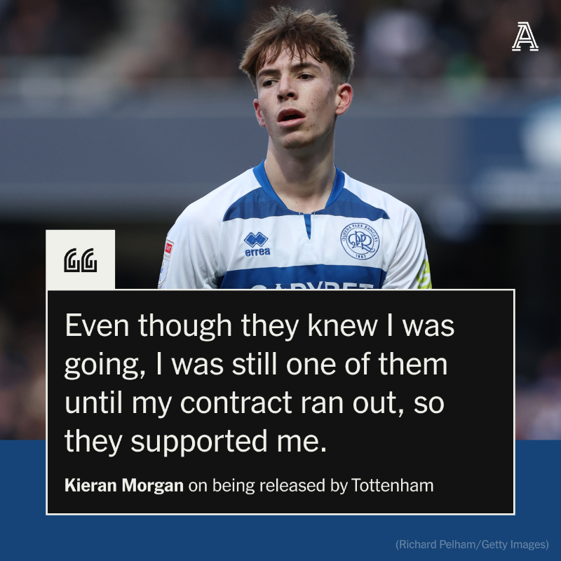 TheAthleticFC's tweet photo. "I put too much effort in to stop."

18-year-old Kieran Morgan was released by Tottenham last year.

Now he's at QPR and is one of the best young players in the Championship.

He spoke to @JackPittBrooke about his wild eight months.