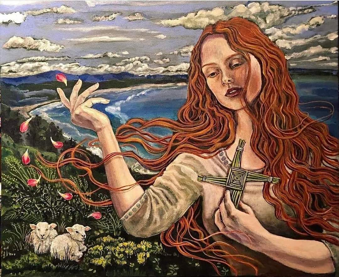 Today is Brigid's day. She is an ancient Goddess of Britain and Ireland, and also a Saint. In older times in nearby Derbyshire she was known as Biddy, and watched over shepherds and sheep. From today we are also in the period of Imbolc, there's still coldness to come 
1/2