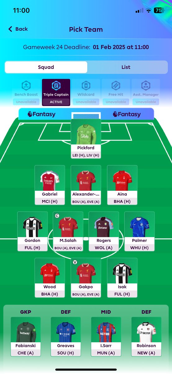 tinker_fpl's tweet image. GW 24🔒:

Transfers:  

Raya ♻️ Pickford

ITB: 0.9

Captain: TC 🇪🇬 👑 

Transfers ITB: 3

Rank: 58K

Couldn’t bring myself to get rid of Gakpo for slot and don’t fancy placing my bets on Moyes. Most like AM next week.

Good luck 🍀 #FPL #FPLCommunity
