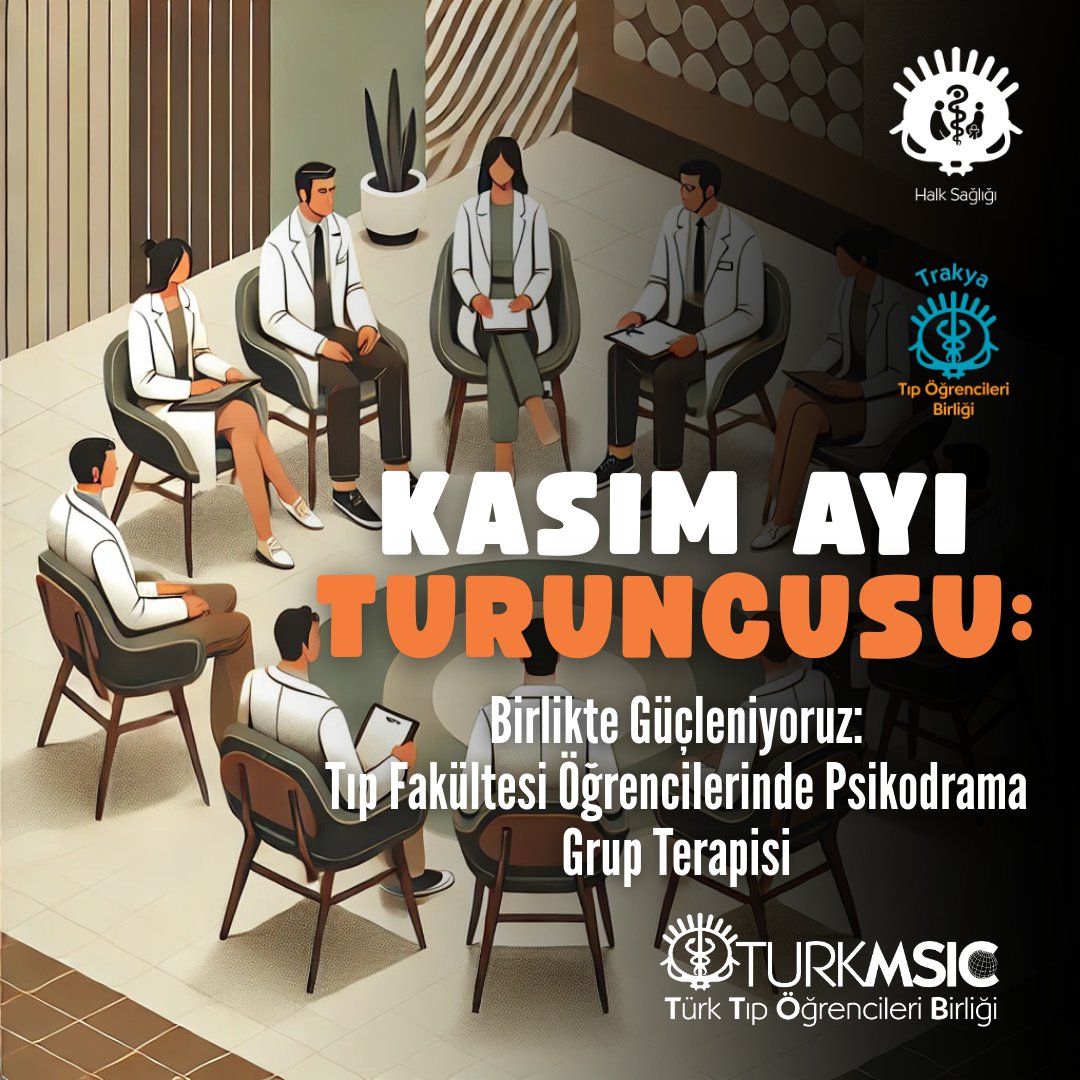 SCOPH'un düzenlediği "Ayın Turuncusu" yarışmasının Kasım Ayı kazananı "Birlikte Güçleniyoruz: Tıp Fakültesi Öğrencilerinde Psikodrama Grup Terapisi" etkinliği ile Trakya TÖB olmuştur. Kazanan yerel birliğimizi tebrik eder, motivasyonlarının devamını dileriz!