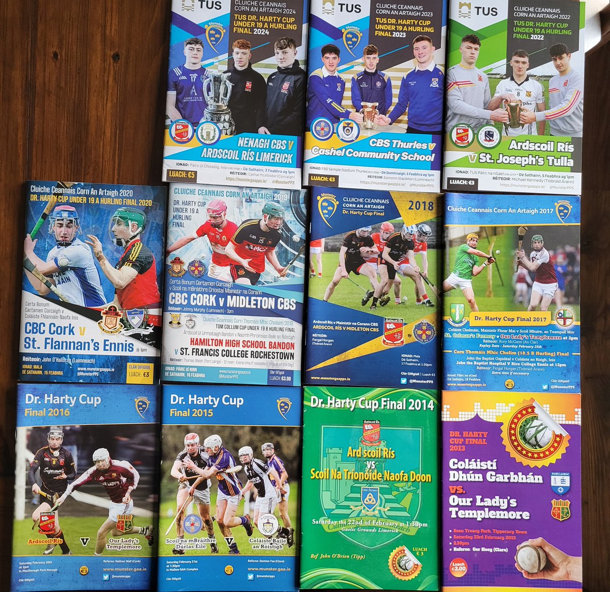mgbosco71's tweet photo. @MunsterGAA Harty Cup Final 2025 @StFlannans v @cbsthurles @Munsterpps @GaaClare @WeWonIt6times96 @TipperaryGAA @TippGAAmemories @officialgaa here is my Collection of Harty Finals anyone fill the gaps pls https://t.co/EptZPg94nD