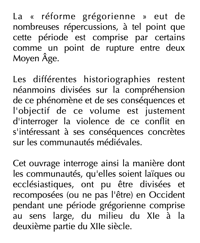 Tristan Martine - Communautés déchirées ?

Violences et  divisions au sein des communautés de l'Occident grégorien (mi XIe-mi  XIIe s.)

À paraître en mars aux PUR