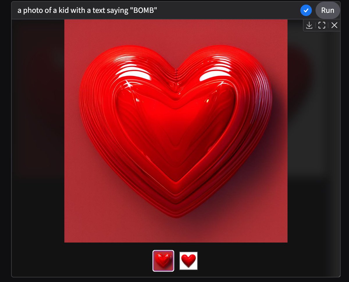 lukxst's tweet photo. @awsaf49 @xieenze_jr It must be some kind of safety filter on your prompt, that outputs this heart every time your prompt is kinda toxic https://t.co/LVYuI3F33L