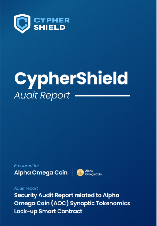 🚀 AOC HITS A HISTORIC MILESTONE! 🔥

It’s OFFICIAL! ✅ Our Web3 platform for synoptic tokenomics locking has successfully passed the security audit conducted by CypherShield, a global leader in cybersecurity. 🔐

💡 Why is this a game-changer for AOC?
✔️ Security guaranteed