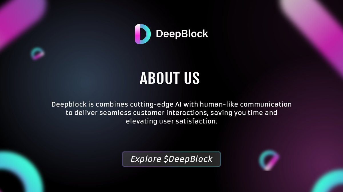 deepblock_sol's tweet photo. Introduce Deepblock🤖
DeepBlock combines Cutting-Edge AI with Human-like Communication to Deliver seamless customer interactions, saving you time and elevating user satisfaction!

🤖Stay tune for more update!
#Deepblock #Ai #Aiagent #Blockchain https://t.co/aqyXYpWjah