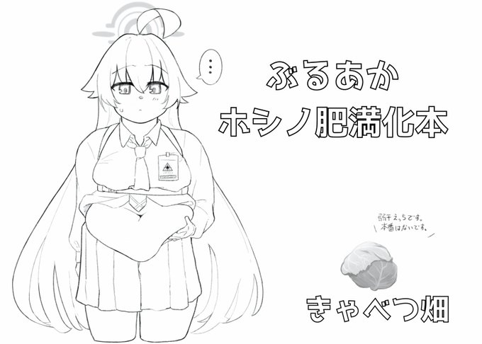 にくけっと14のサークルカットです!フルカラーおまけ込み32ページのホシノ肥満化本ですになります。よろしくお願いします 