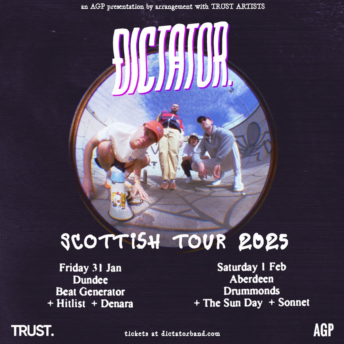 AGP Gigs (@agpaberdeen) on Twitter photo ๐ง๐ผ๐ป๐ถ๐ด๐ต๐
<a href="/Dictator_Band/">Dictator</a> + The Sun Day + Sonnet
๐ <a href="/DrummondsAberd1/">Drummonds Aberdeen</a>
โฐ 8pm doors. First band 8.30pm
๐๐ถ๐ป๐ฎ๐น ๐ฎ๐ฑ๐๐ฎ๐ป๐ฐ๐ฒ ๐๐ป๐๐ถ๐น ๐ณ๐ฝ๐บ >> skiddle.com/e/40117040
๐๐ฎ๐๐ต / ๐๐ฎ๐ฟ๐ฑ ๐ผ๐ป ๐๐ต๐ฒ ๐ฑ๐ผ๐ผ๐ฟ ๐ณ๐ฟ๐ผ๐บ ๐ด๐ฝ๐บ ๐ง๐ผ๐ป๐ถ๐ด๐ต๐
<a href="/Dictator_Band/">Dictator</a> + The Sun Day + Sonnet
๐ <a href="/DrummondsAberd1/">Drummonds Aberdeen</a>
โฐ 8pm doors. First band 8.30pm
๐๐ถ๐ป๐ฎ๐น ๐ฎ๐ฑ๐๐ฎ๐ป๐ฐ๐ฒ ๐๐ป๐๐ถ๐น ๐ณ๐ฝ๐บ >> skiddle.com/e/40117040
๐๐ฎ๐๐ต / ๐๐ฎ๐ฟ๐ฑ ๐ผ๐ป ๐๐ต๐ฒ ๐ฑ๐ผ๐ผ๐ฟ ๐ณ๐ฟ๐ผ๐บ ๐ด๐ฝ๐บ