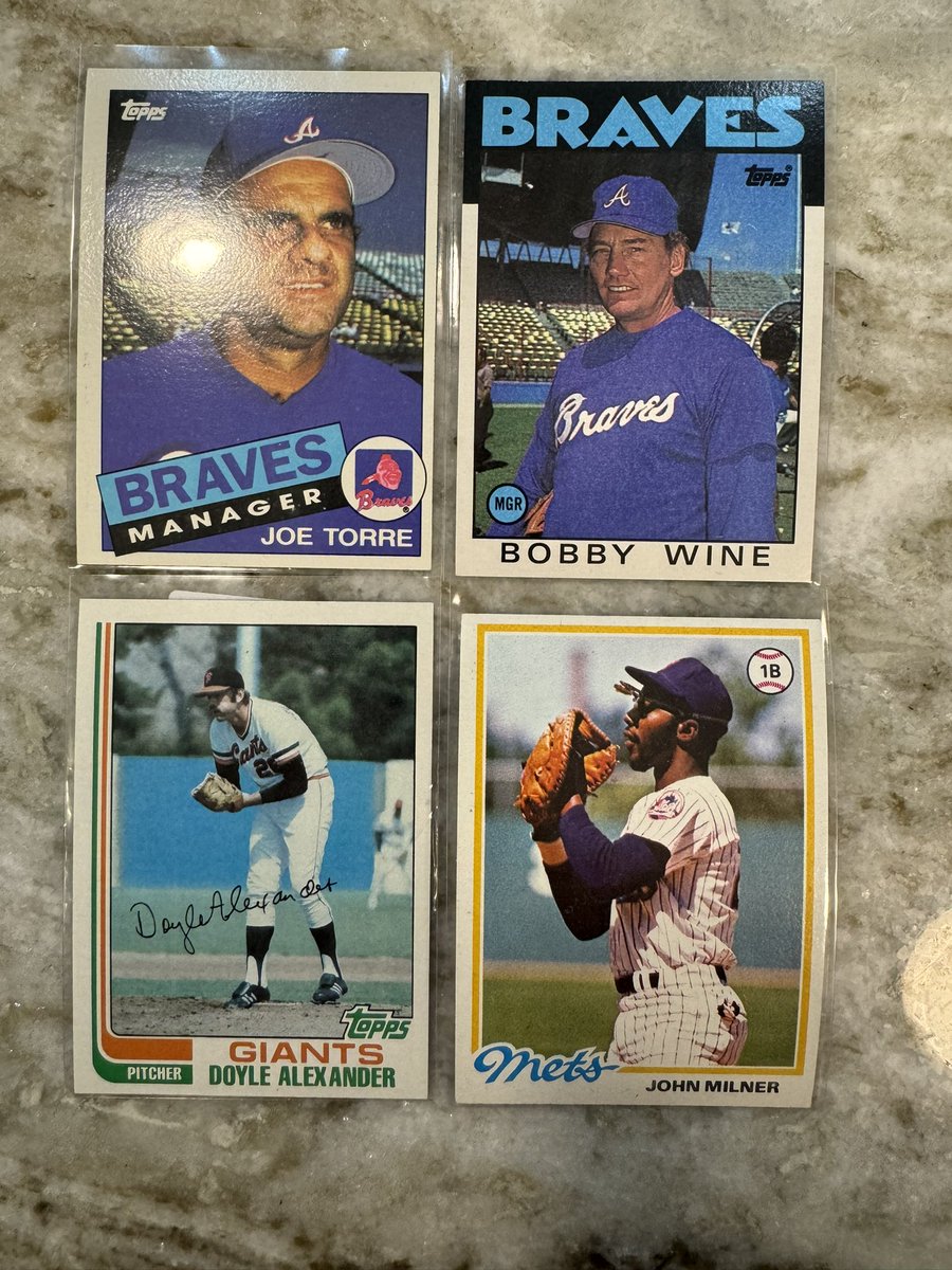 And just like that..
Thank you <a href="/MilleBrando/">Brandon</a> <a href="/delspacefranco/">Mark Del Franco</a> <a href="/Foustma2/">Mike</a> @CardsFromAttic for these four set finishing cards! 
Thank you to everyone who offered and chimed in.
Now, if only the 1965 set was as easy to finish…
#thehobby