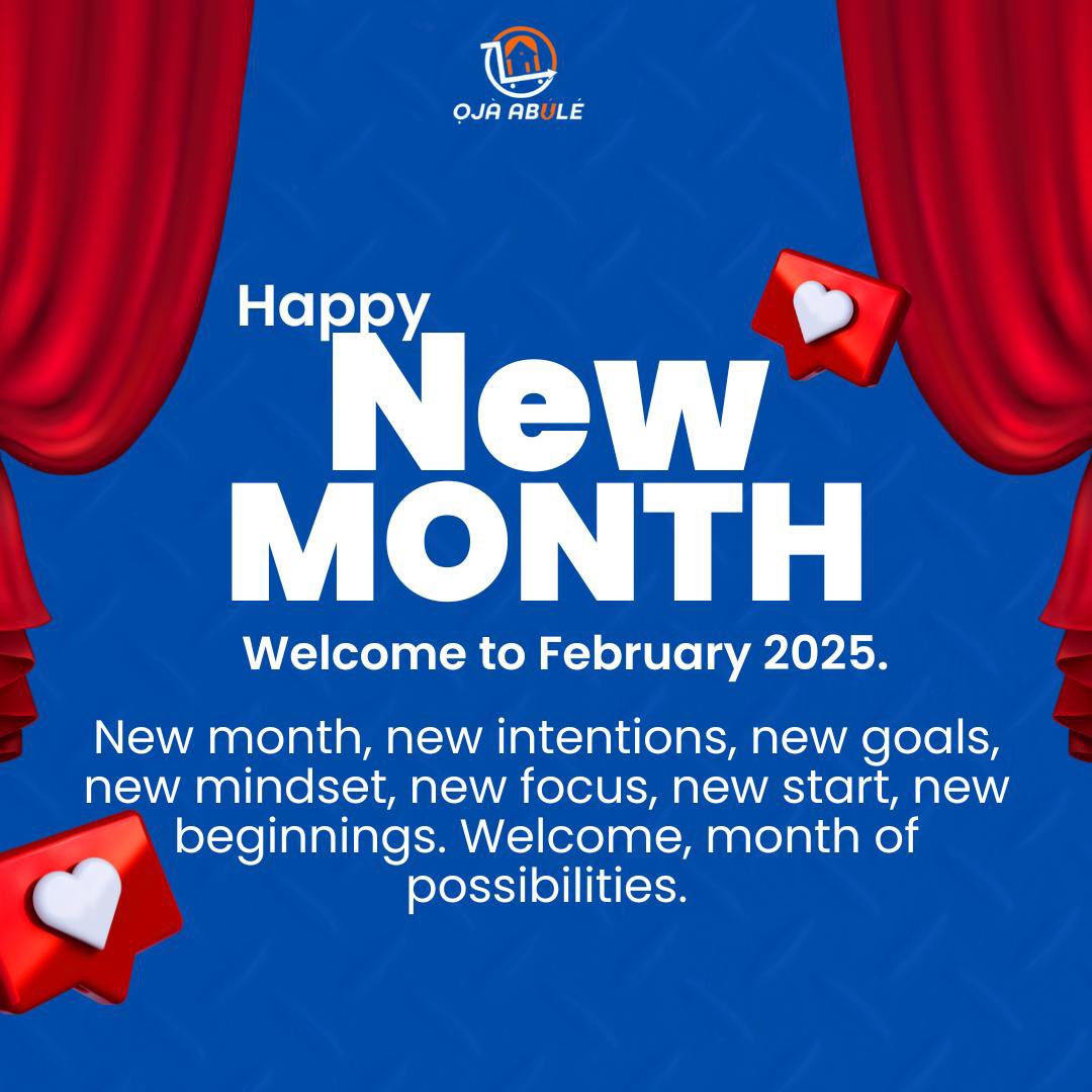 OjaAbule's tweet photo. Hello, February! 

A fresh month brings fresh opportunities. At Oja Abule, we’re ready to deliver the best of Nigeria to your doorstep in the UK &amp; US—affordable, fresh, and fast! 

Let’s embrace new goals, and endless possibilities. Cheers to a month filled with growth. https://t.co/1s16CDPSBR