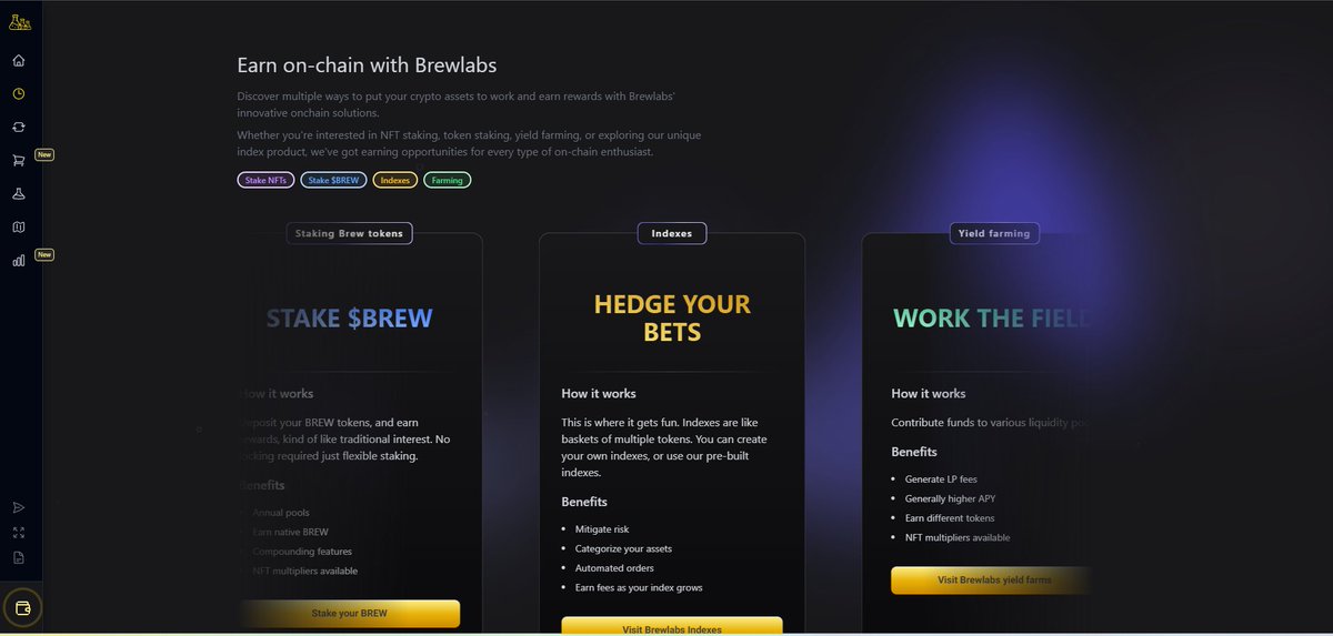 Dr_T_123's tweet photo. 2/🧵
The #Brewlab’ suite of tools in a stunning UI gives both projects and individuals access to project development tools and financial tools. These no-code tools give access to advanced tools that previously required a dev to deploy; now done in just a few clicks. https://t.co/TvFpxO5JEl