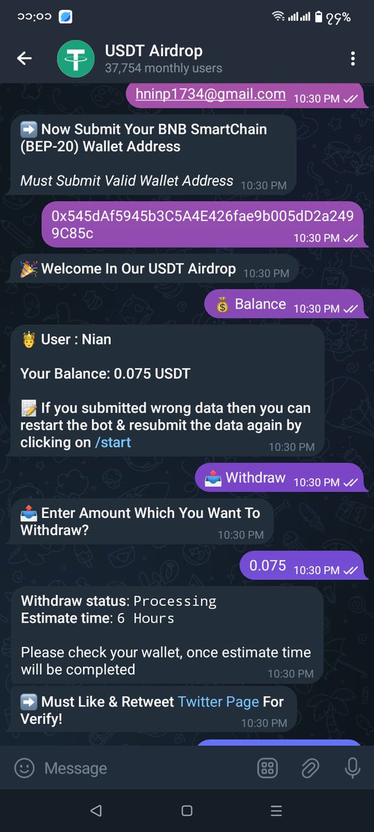LiLi1734's tweet photo. @UnicornAirdrops I've withdrawn money several times and it hasn't arrived in my wallet yet. https://t.co/BxdQaFiwZq
