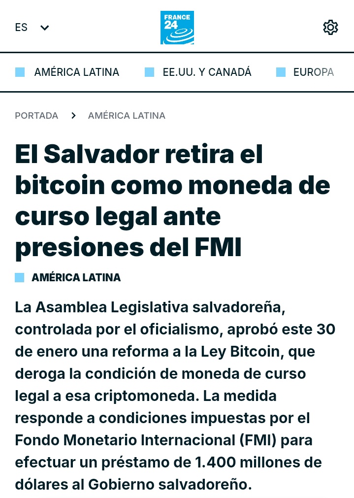 El dichoso "milagro económico de Nayid Bukele" era sólo propaganda barata de los libertarios... muy gallito, se decía el sujeto, pero bien portadito con el FMI, a donde fue a llorar, pero le dijeron: "quitas el bitcoin o no hay préstamos" ...y lo quitó!
