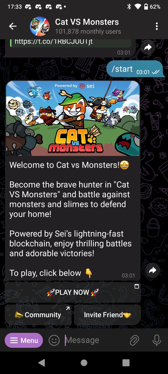 Sinclair_Ibe's tweet photo. I just joined the battle in Cat vs Monster on Telegram! play now and support your side! @SeiNetwork @JamboTechnology https://t.co/Rj6jHjb4QS