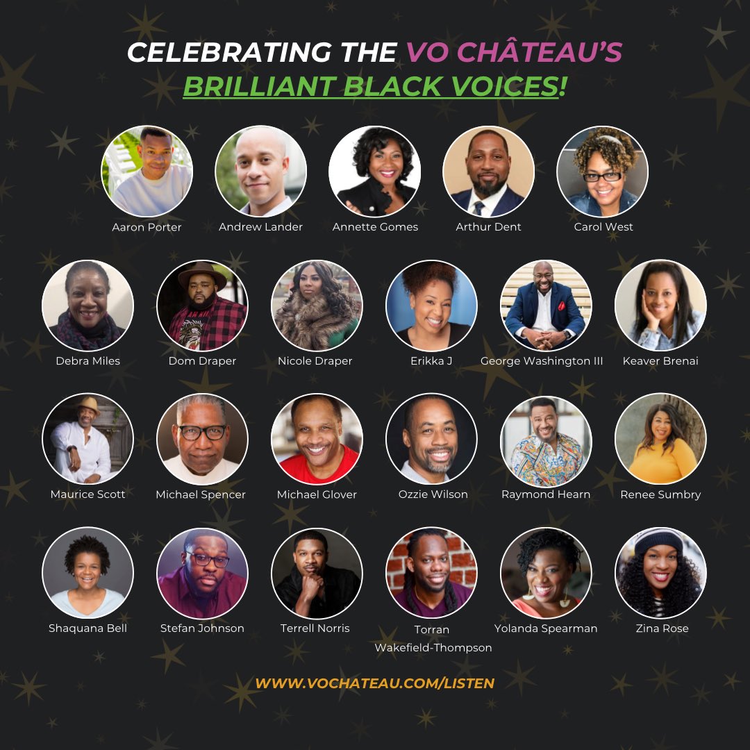 The VO Château is proud to represent several incredible Black voice actors on our roster. We are so honored to highlight them and their hard work this Black History Month. 

Join us in celebrating their talent! 🎉

#blackhistorymonth #voiceover #vochateau