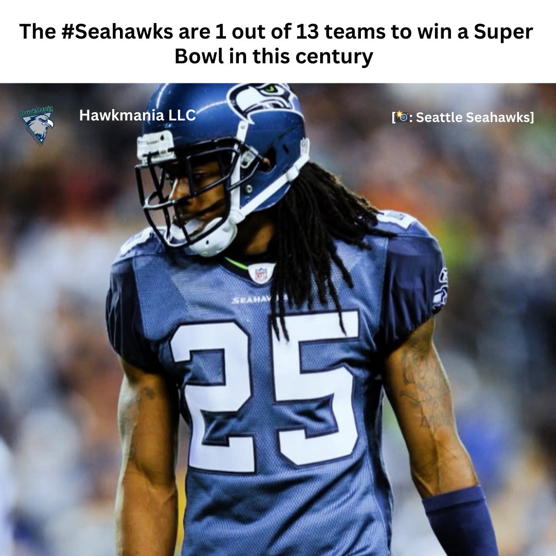 hawkmania4's tweet photo. The teams that have won a Super in this century?

[Not in particular order]:

#Rams 
#Ravens
#Packers
#Eagles 
#Patriots 
#Colts
#Chiefs 
#SEAHAWKS
#Bronos
#Giants 
#Saints
#Buccaneers 
#Steelers https://t.co/CuHXVP2GBn