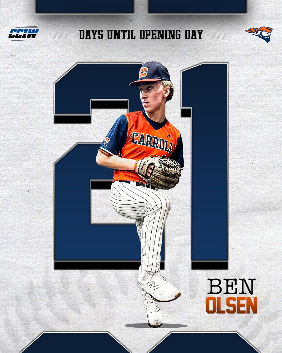 We are Ben Olsen days away from Game 1‼️⚾️ #carrollbaseball #openingday #countdown