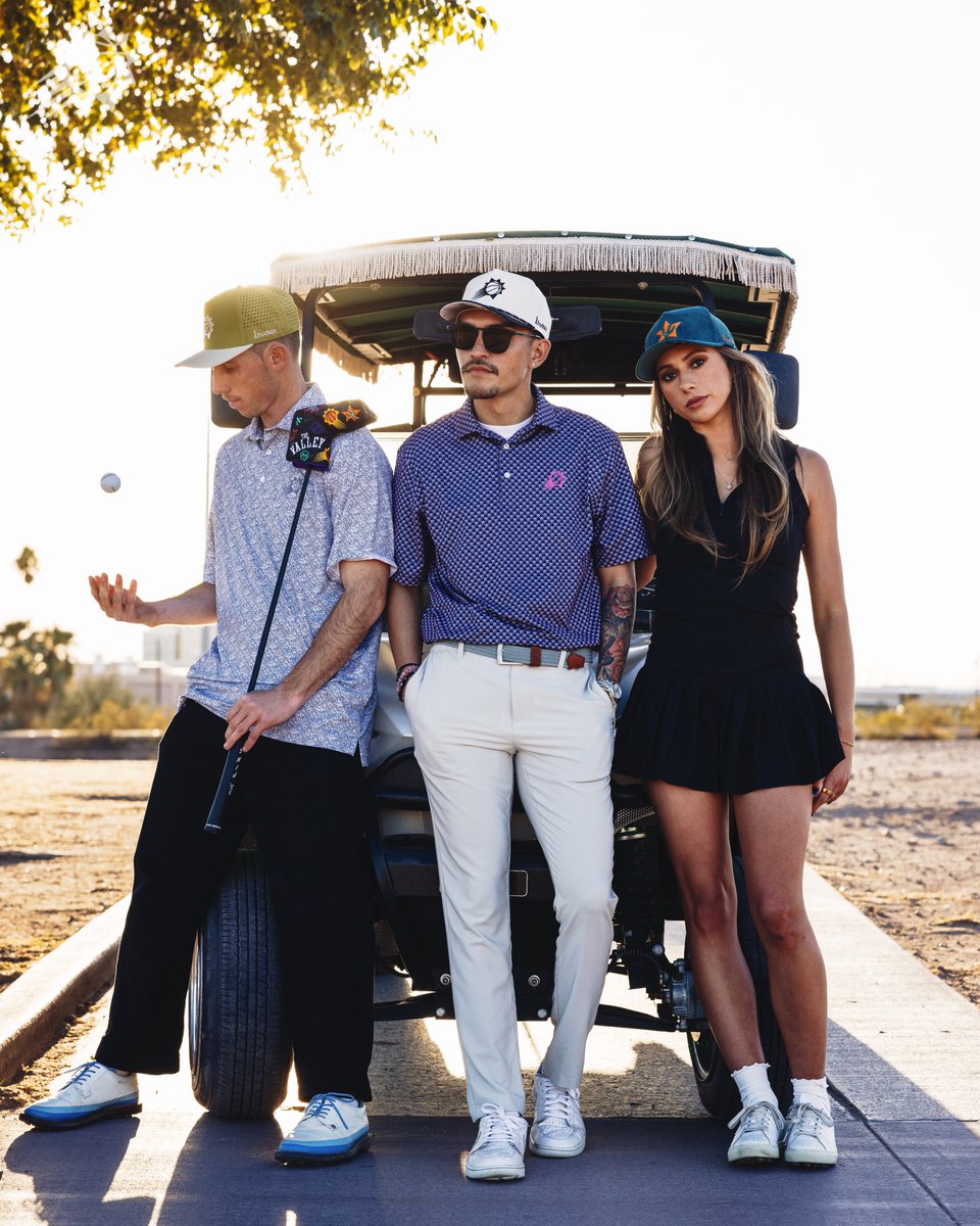 Suns's tweet photo. Phoenix Suns Golf Collection is HERE! ⛳️ 

This exclusive collection is now available in-store at the Phoenix Suns Team Shop! https://t.co/cymRdQQrrf