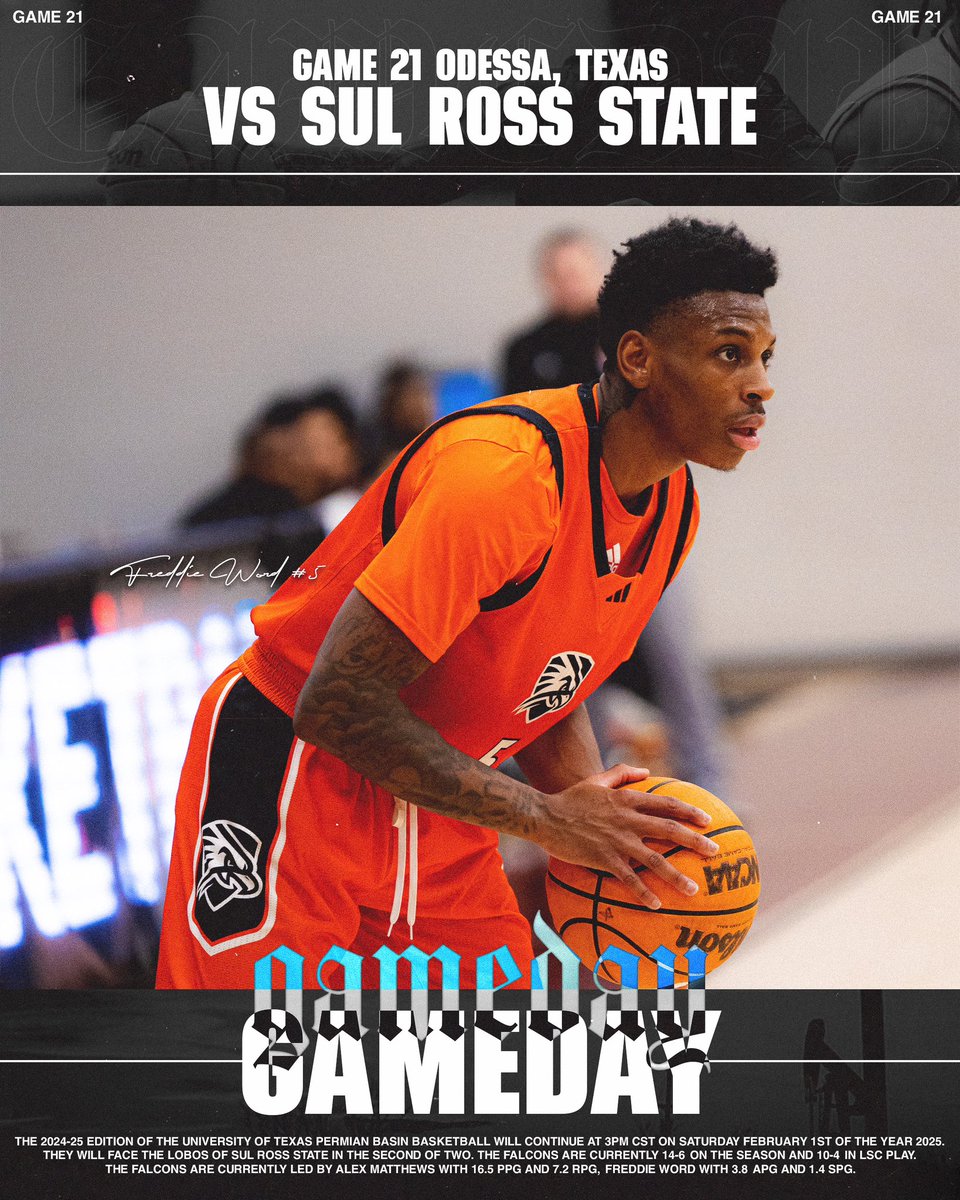 Gameday In The Falcon Dome

🆚 Sul Ross State
⏰ 3PM CST
📍 Odessa, Texas
💻 tinyurl.com/2b8jun5h