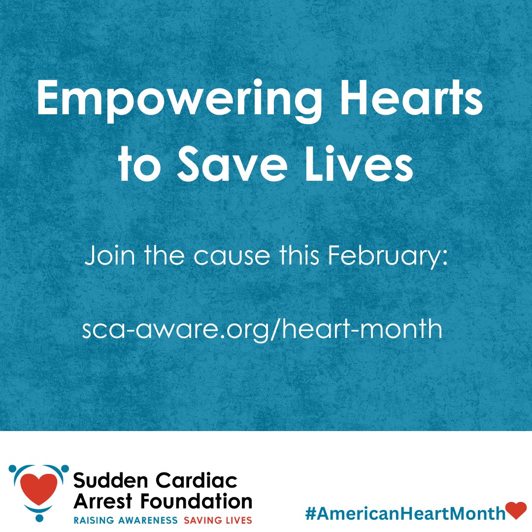 It's American Heart Month! We invite you to participate in our efforts to raise awareness about heart disease and sudden cardiac arrest.  Check out all of our toolkit resources here ➡️ sca-aware.org/heart-month

#EmpoweringHeartsToSaveLives #SCAFoundation #AmericanHeartMonth