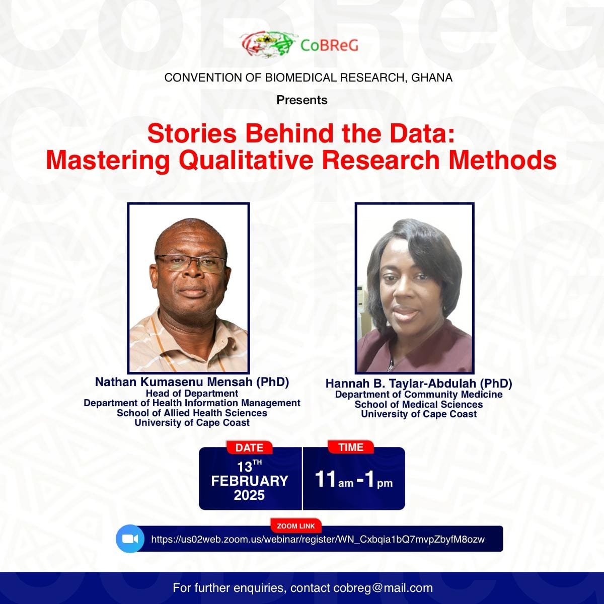 Free Registration CoBReG Webinar - Stories Behind the Data: Mastering Qualitative Research Methods us02web.zoom.us/webinar/regist…