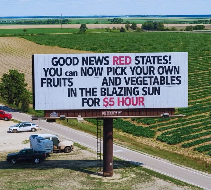 Saw this going around. It's funny that the left openly grieves the fact that they're losing their slave labor in Trump's America.