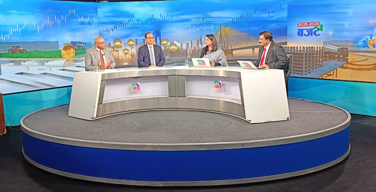 Chairman CBDT, Shri Ravi Agrawal discussing the various Direct Tax proposals in the post budget interaction with <a href="/TeenaJha/">Teena Jha</a>  and <a href="/manojvermadj/">Manoj Verma</a>  of <a href="/sansad_tv/">SansadTV</a> 
With him is Shri Sanjay Agarwal, Chairman, <a href="/cbic_india/">CBIC</a>
#UnionBudget2025