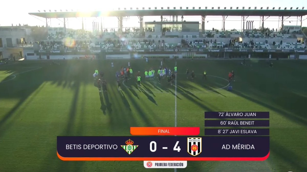 Que bonito sábado se ha quedado 💃💃!
Doblete de <a href="/javieslava_96/">Javi Eslava</a>, <a href="/raulbeneit2607/">Raul Beneit Romero</a> martillo pilón ⚒️, <a href="/alvarojuan7/">ALVARO JUAN DE LA TORRE</a> llegar y besar el santo! Debut de Piski Jr.!  portería a cero @0013_juan, y victoria fuera después de un tiempecito!! 
Partido muy bueno de todos! Forza <a href="/Merida_AD/">A.D. Mérida</a>!!