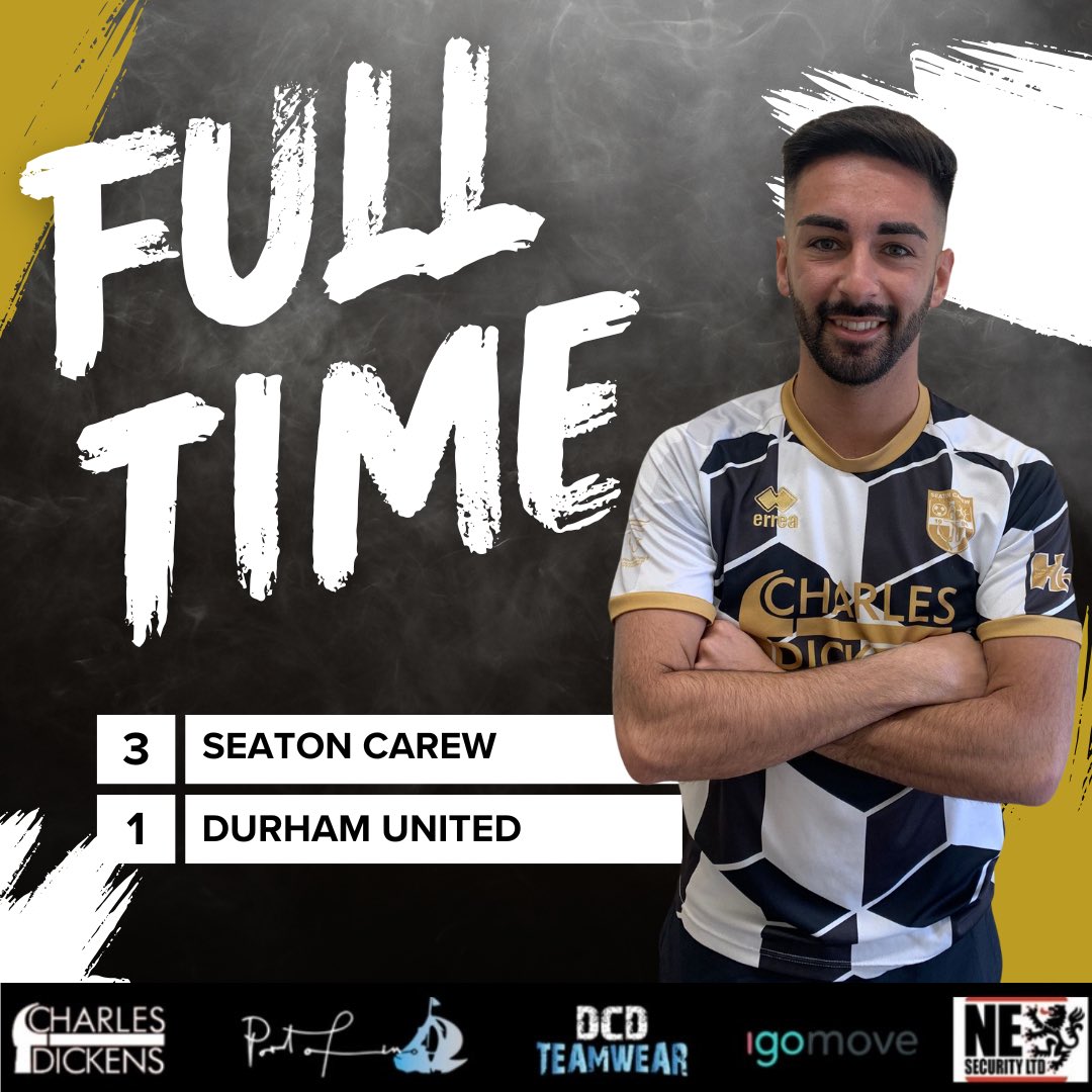 Final score Seaton 3-1. 
3 quick goals in the opening half an hour started an excellent team performance. Seaton caused problems all game against  top of the league Durham United on the counter attack with goals from Robbie Lithgo and Elliot Pledger capping a fully deserved win