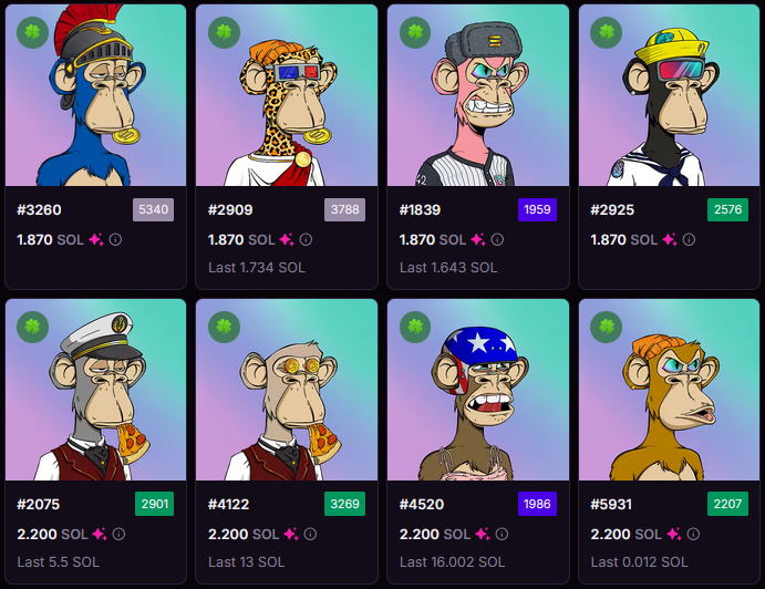 One of the most loyal communities in the NFT space - <a href="/BoredApeSolClub/">Bored Ape Solana Club</a> 🐵

Drop your $SOL addy and pick your favourite ape.
